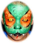 Face Painting Green Orange Snake